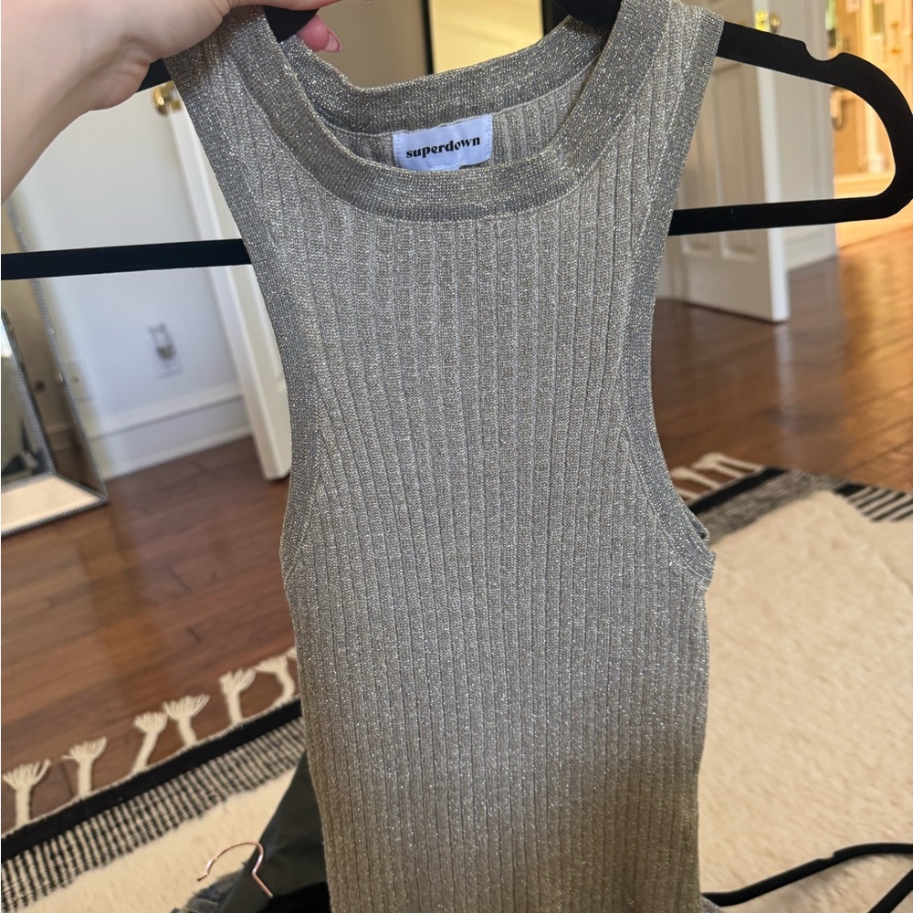 superdown Metallic Gold Ribbed Tank
